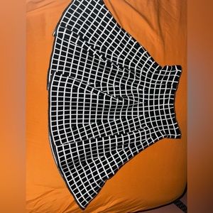 Black + White Plaid Mini Flare Skirt